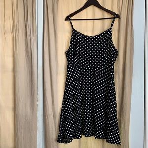 Sleeveless Black and White Polka Dot Dress